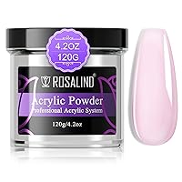 Vista 14 de ROSALIND Polvo de uñas acrílico transparente de 120 g/4.23 oz para extensión profesional, polvo de polímero para tallado de uñas francés,
