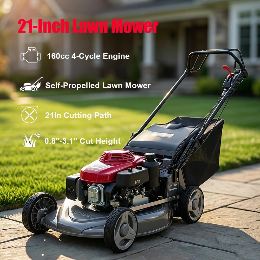 Cortacésped A Gasolina Autopropulsado 3 En 1 De 21",160Cc,Chasis De Aleación De Aluminio,Ajuste De 3 Velocidades,Motor De 4 Tiempos,3200Rpm,para Uso Residencial En Patios Y Jardines