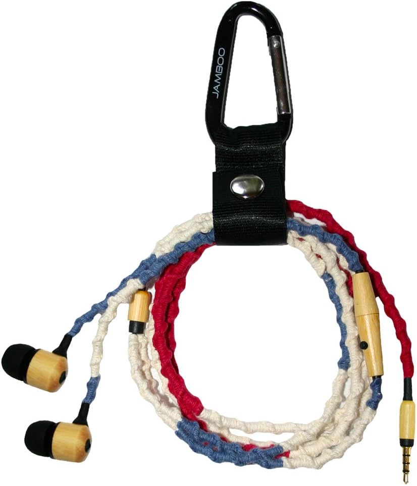 Jamboo JAM07 Bamboo Tangle-Free Earbud with Mic, Eagle