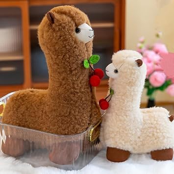 OUKEYI 13.7 /35cm Alpaca Plush Toy, Llama Stuffed Animal Momo alpaca plush toy Alpaca Plush Doll Gift for Girls Birthday Wedding Home Decor (brown)