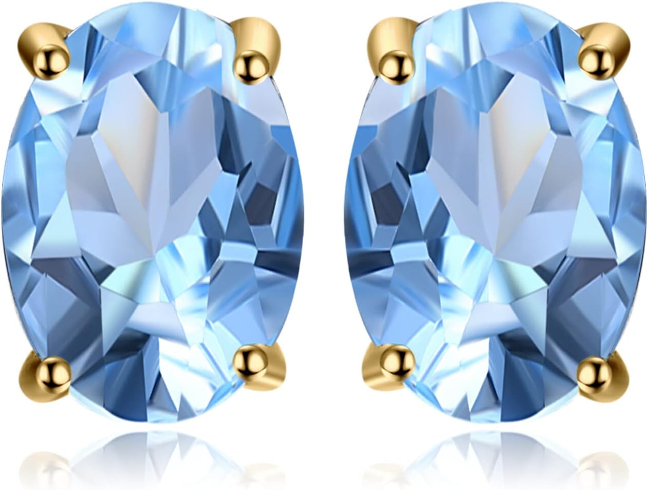 Natural Garnet Peridot Amethyst Citrine Blue Topaz Birthstone Stud Earrings for Women, 14k Gold Plated 925 Sterling Silver Earrings for Women, Gemstones Jewelry Sets for Girls