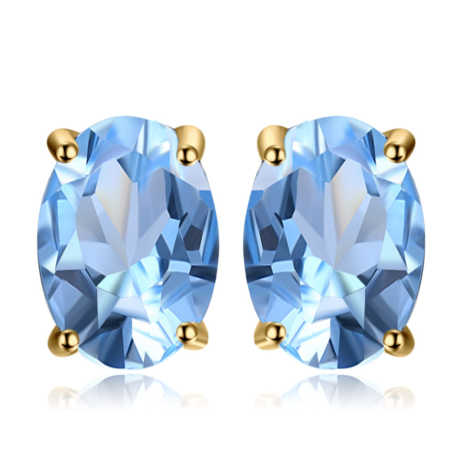 JewelryPalace Natural Garnet Peridot Amethyst Citrine Blue Topaz Birthstone Stud Earrings for Women, 14k Gold Plated 925 Sterling Silver Earrings for Women, Gemstones Jewelry Sets for Girls