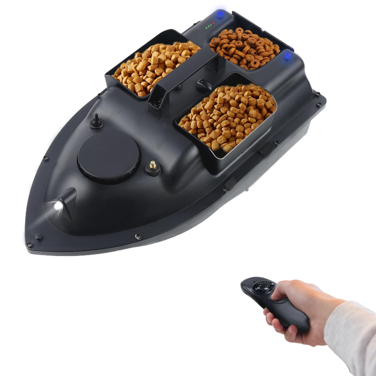 Barca da pesca telecomandata da 500 m, pesca notturna, esca con luci LED per navigatore, telecomando, barche per mangimi, bait barca, esche telecomandate, carico 2 kg