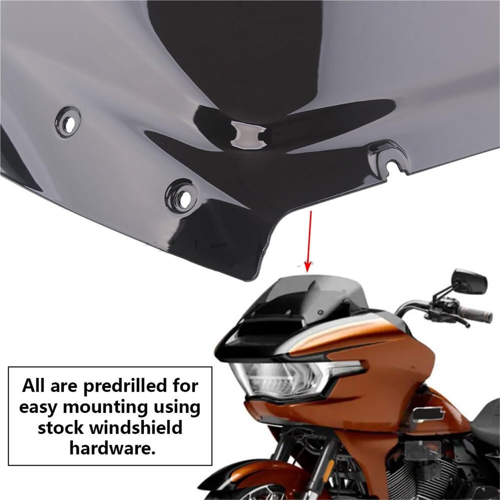 Wiatrochron Pasuje do przemieszczania się po drodze Harley | Dla FLTRXSE FLTRXSTSE 2023 + 12 "owiewka motocyklowa szyba przednia deflektor wiatrowy szyba przednia(Black Windscreens)