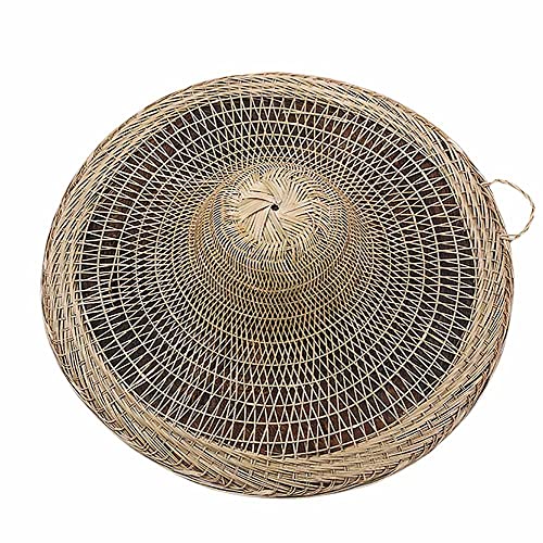 Sunny Hill China Sichuan Traditional Hand-Woven Bamboo Hat with Palm Interlining Dia.21 Inches Brown