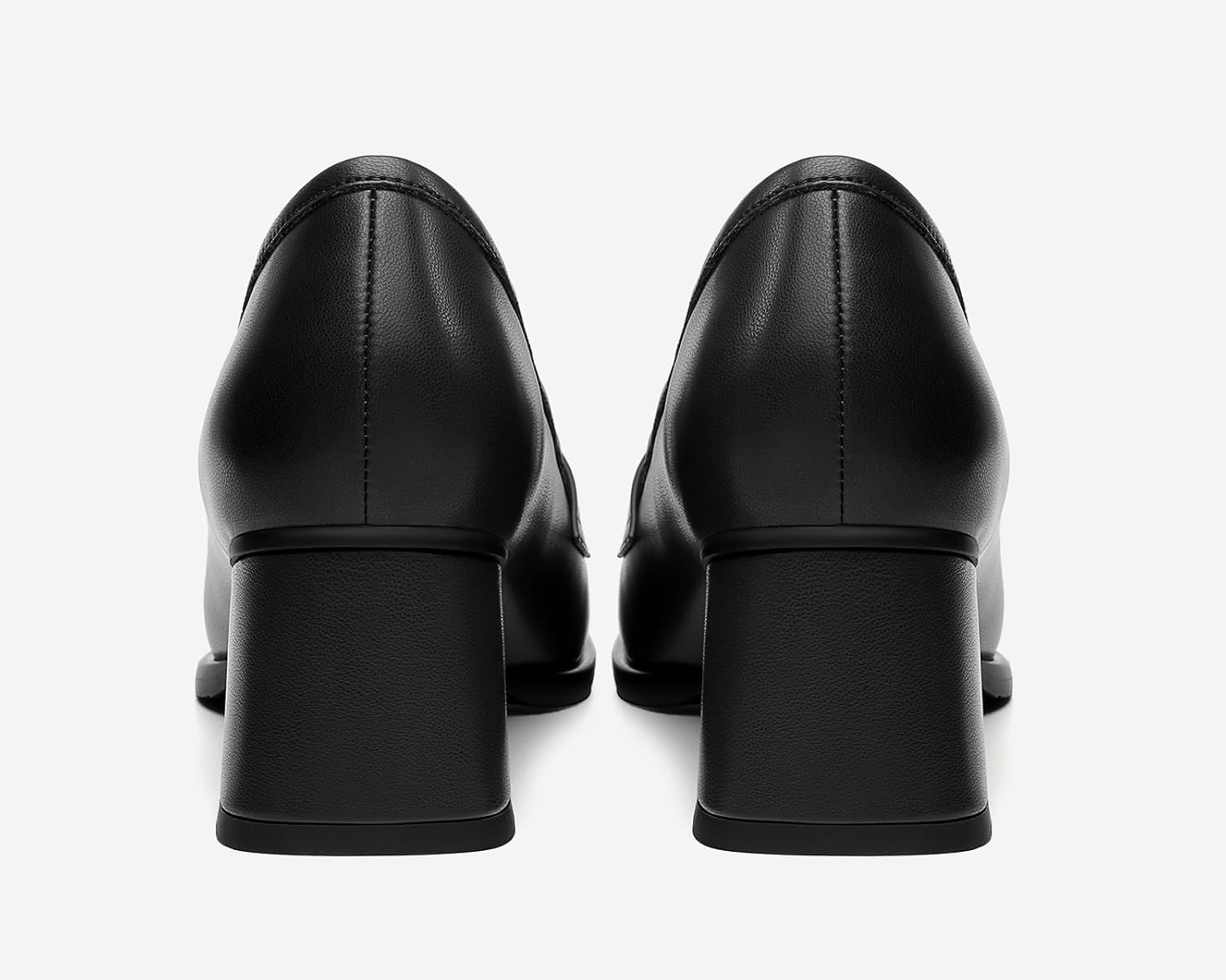 FEMSTEP Womens Loafers, Slip on Chunky Heels Loafer Pumps Platform Square Toe Penny Loafers Comfortable Business Casual Work Dress Shoes for Women Formal Office, 2.1 Inch Heel