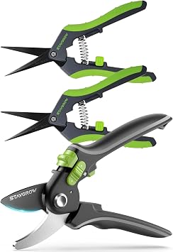 8.5" Bypass Pruning Shears & 6.5" Straight Trimming Scissors and 6.5" Garden Scissors SK5 Blade Set