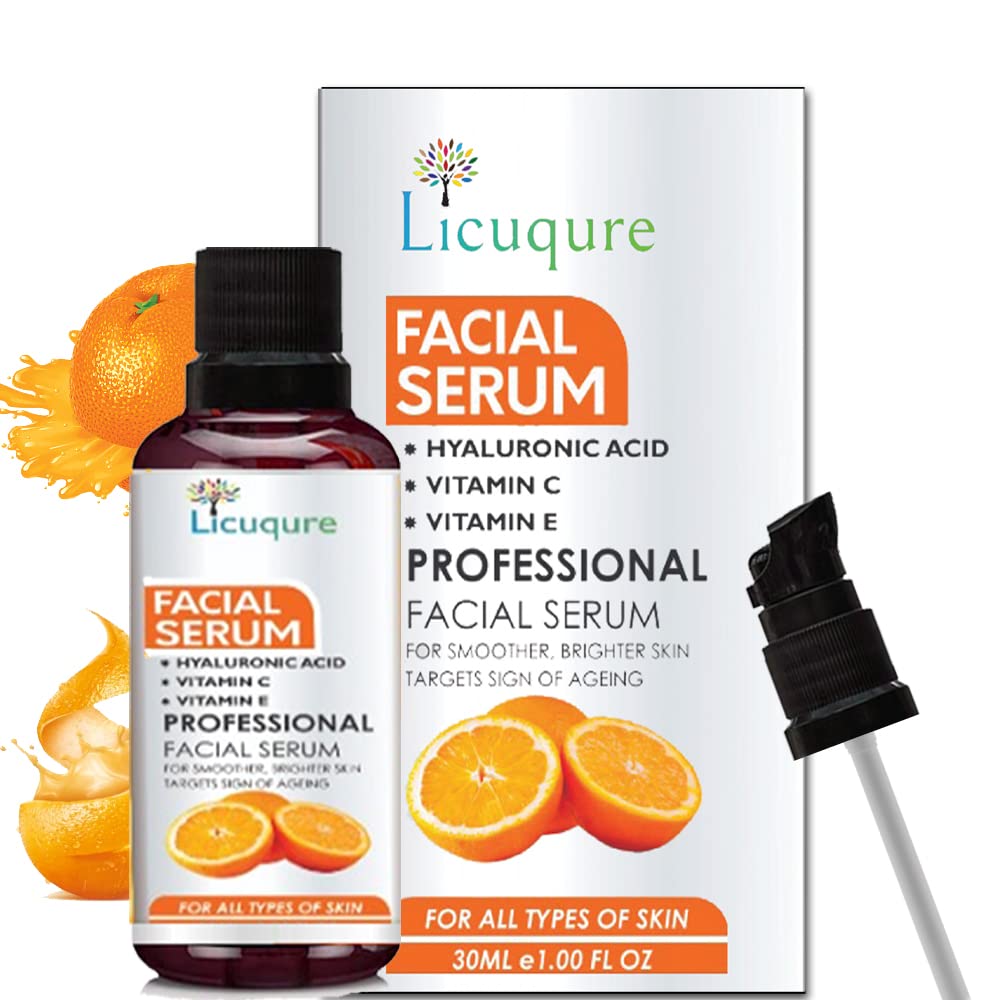 LICUQURE Vitamin C Serum With Hyaluronic Acid For Moisturizng | Skin Whitening | Skin Glow | Collagen Booster | Wrinkle Reducer | Anti-Acne & Anti-Aging (30ml)