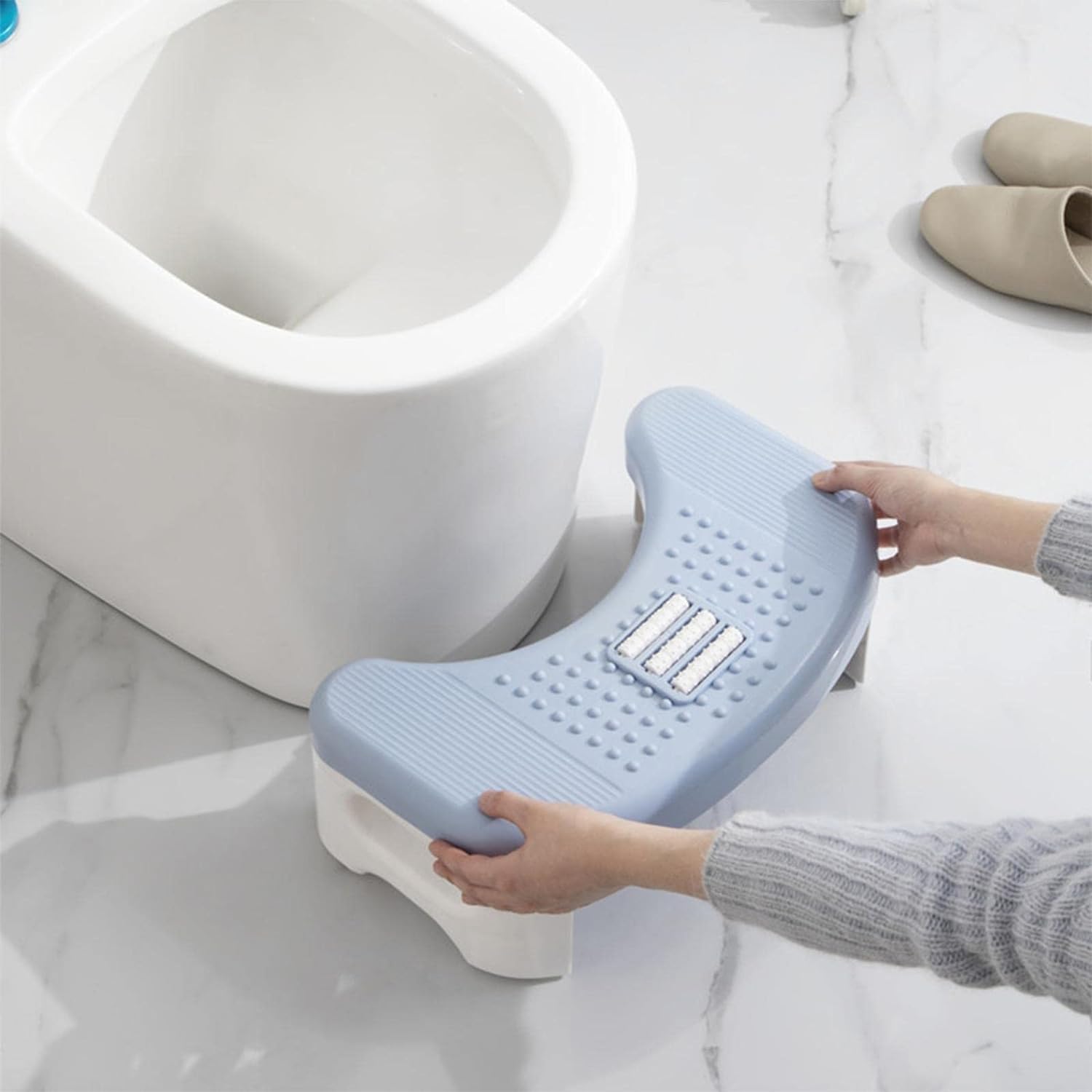 Glaceon Foldable Toilet Stool, Foldable Potty Squatty Stool, Bathroom Poop Stool with Anti-Slip Mat for Adults Children,(39 * 22 * 15 cm) Portable Foot Stool for Healthy Squatting Posture