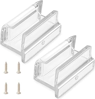 2 Pack 3/8 in Channels Sliding Shower Door Bottom Guide, Clear Acrylic Frameless Doors Track Guide (Top Hung) Suitable for 3/8 in for inch-Thick Glass Sliding Door