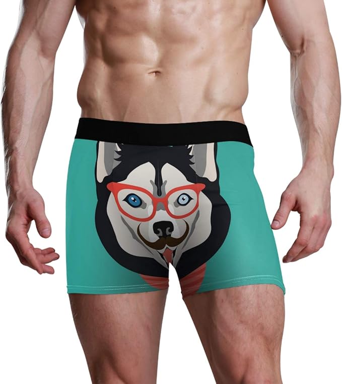 MONTOJ Husky Dog Hipster Time Men's SportsInspired Boxer Brief Stretch