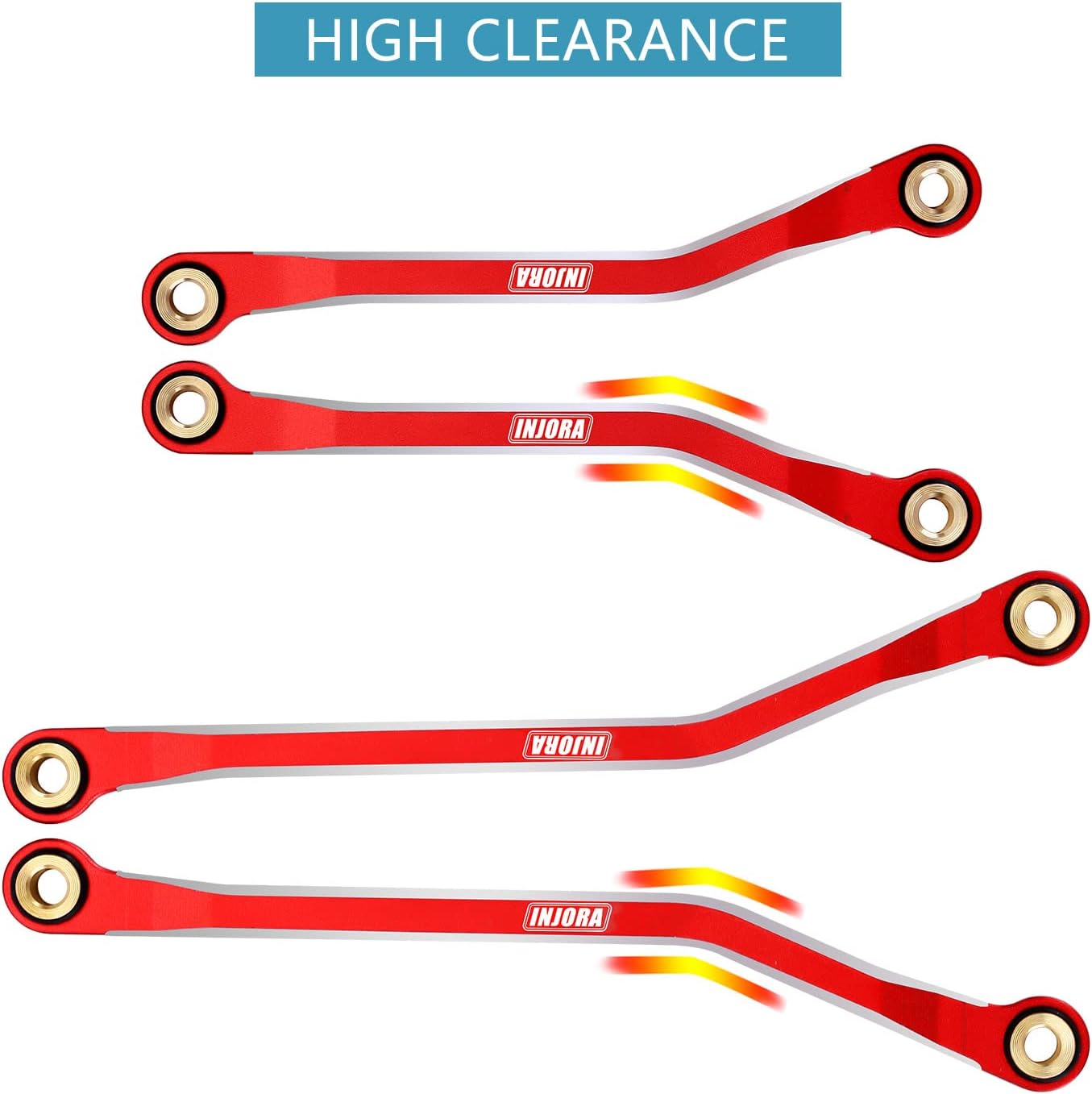 INJORA High Clearance Chassis Links CNC Aluminum Links Set for TRX4M Defender Bronco 1/18 Upgrade Parts (Red)