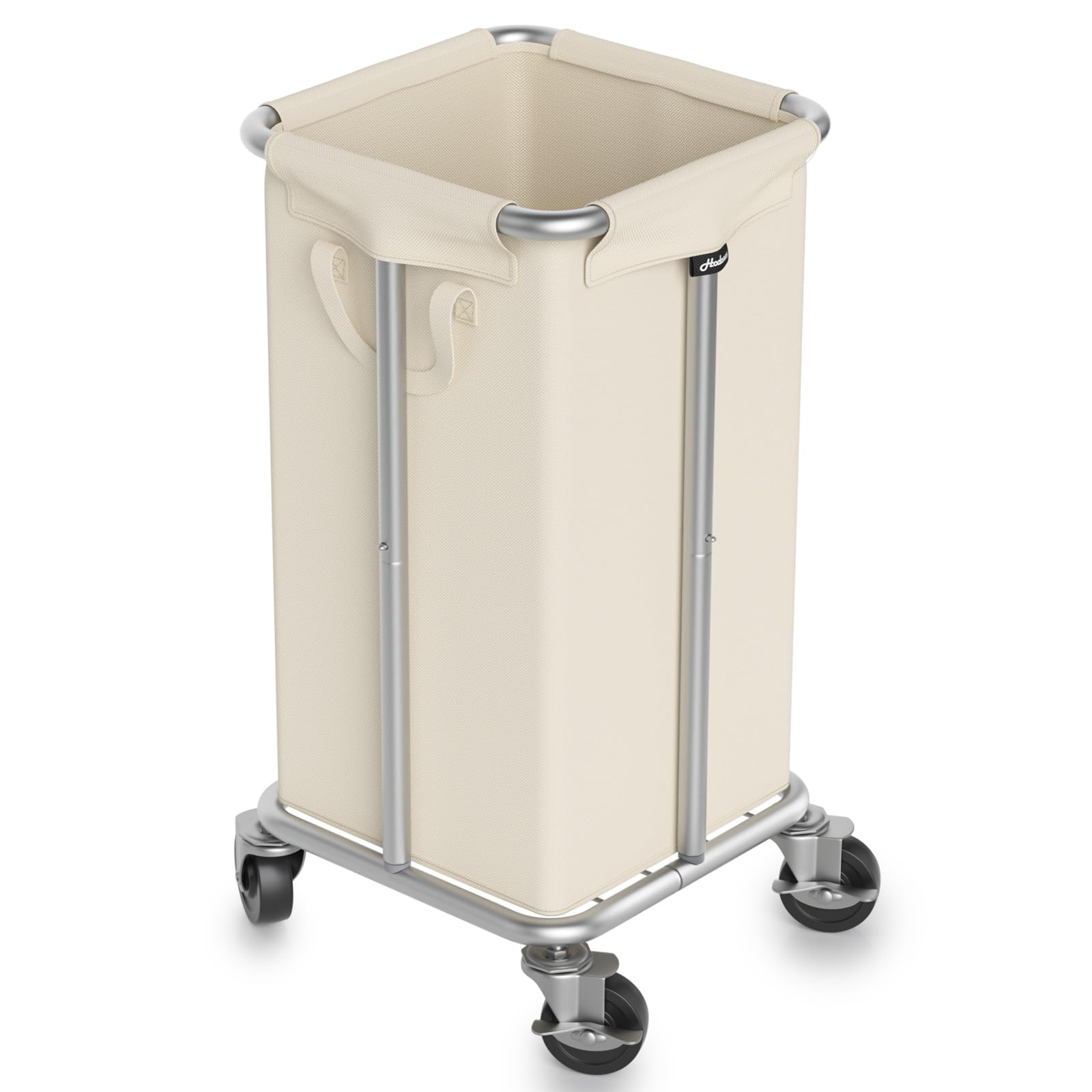 Hodonas Wäschekorb mit Rollen, 115 l, rollender Wäschekorb, großer Wäschekorb mit Stahlrahmen und abnehmbarer Tasche, Schlafzimmer, Badezimmer, Schlafsaal, Waschküche, Organisationskörbe, Beige