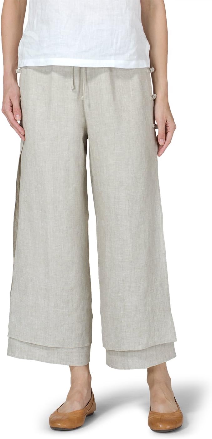 VIVID Linen Double-Layer Cropped Pants