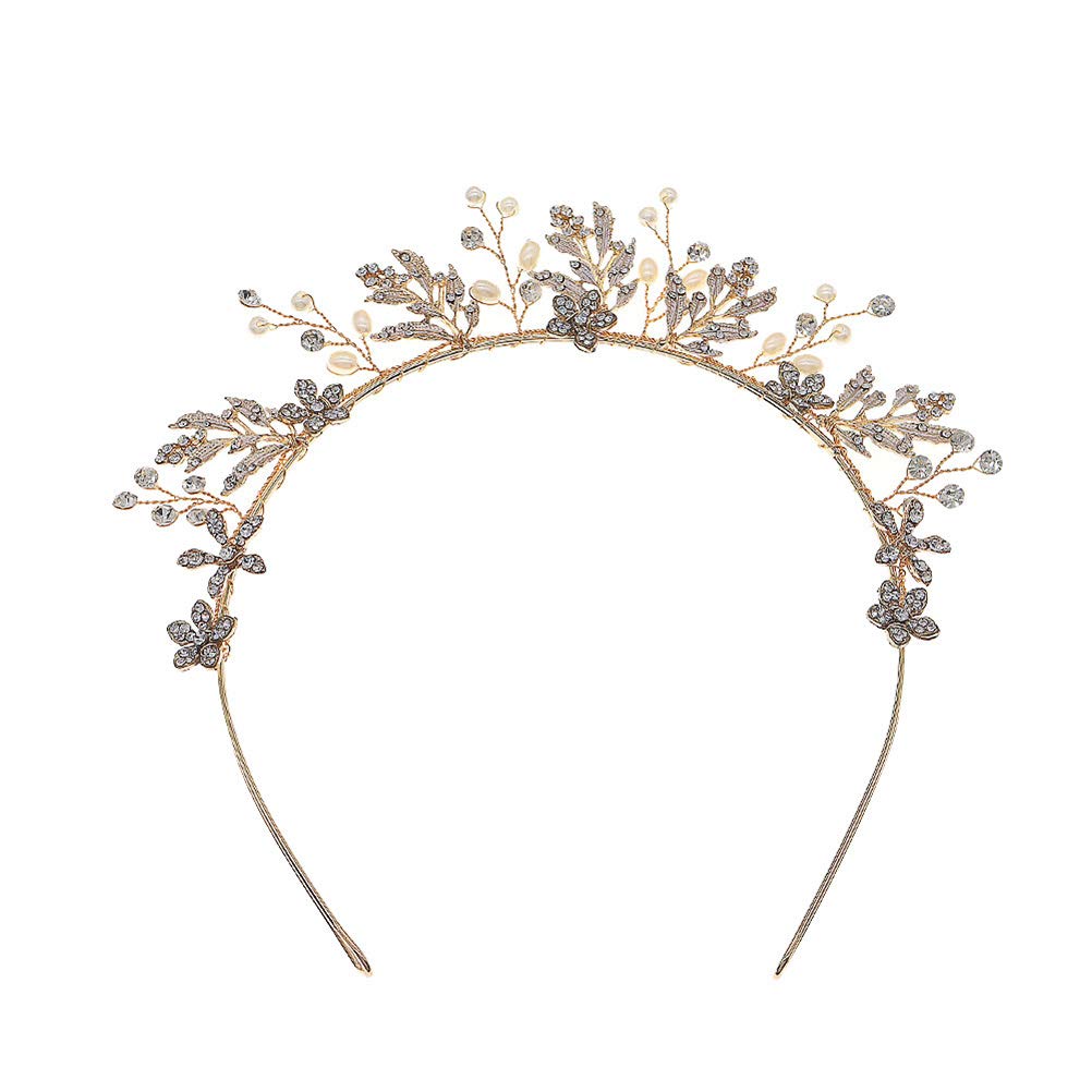 Fashion Headbands, 1pc Pearl Headband Bridal Rhinestone Headdress Fangle Flower Head Hoop