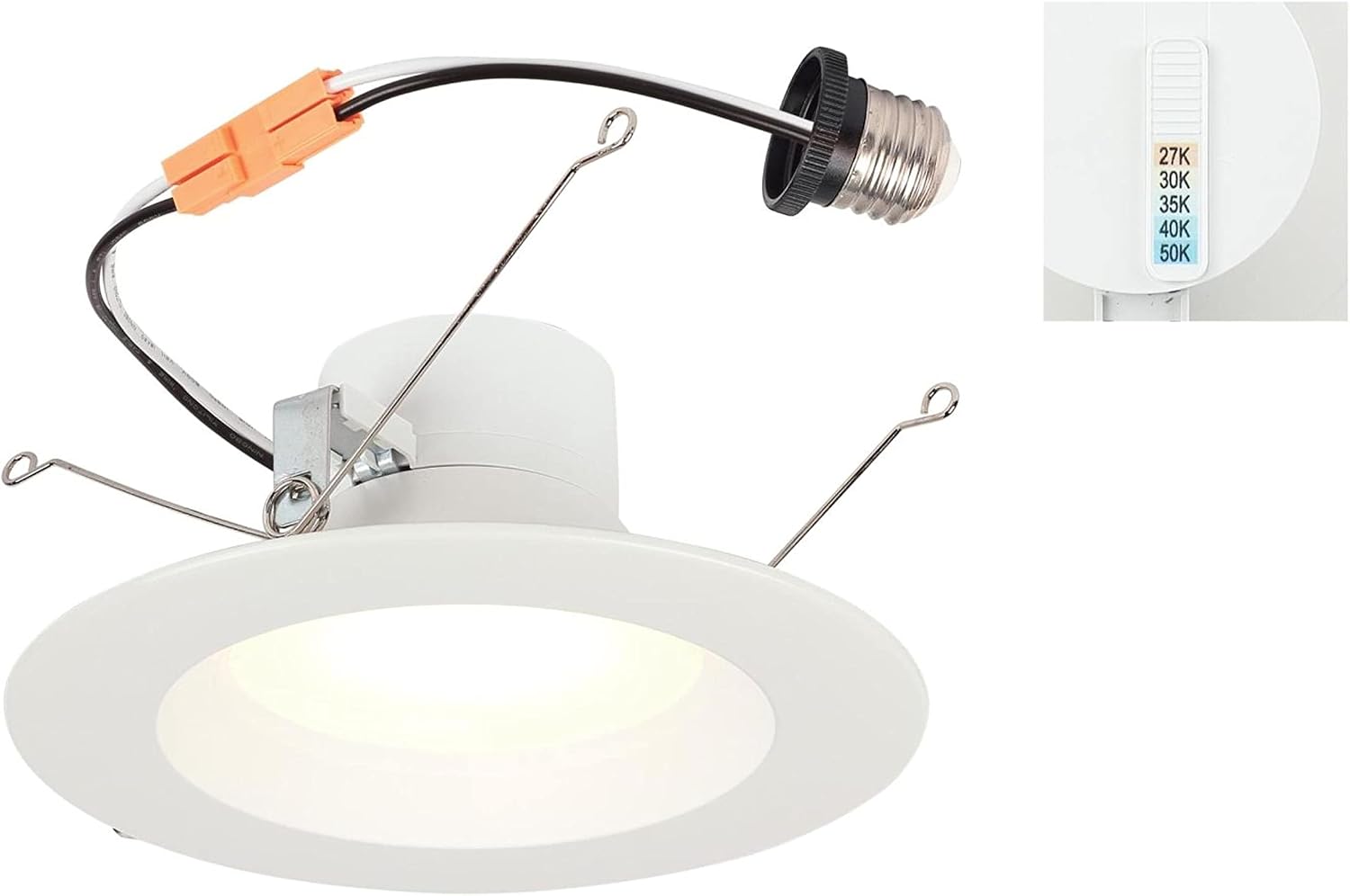 Westinghouse Lighting 5244000 14 Watt (100 Watt Equivalent) 5-6-Inch Recessed LED Downlight with Color Temperature Selection, Dimmable, Energy Star, Medium Base, White Trim
