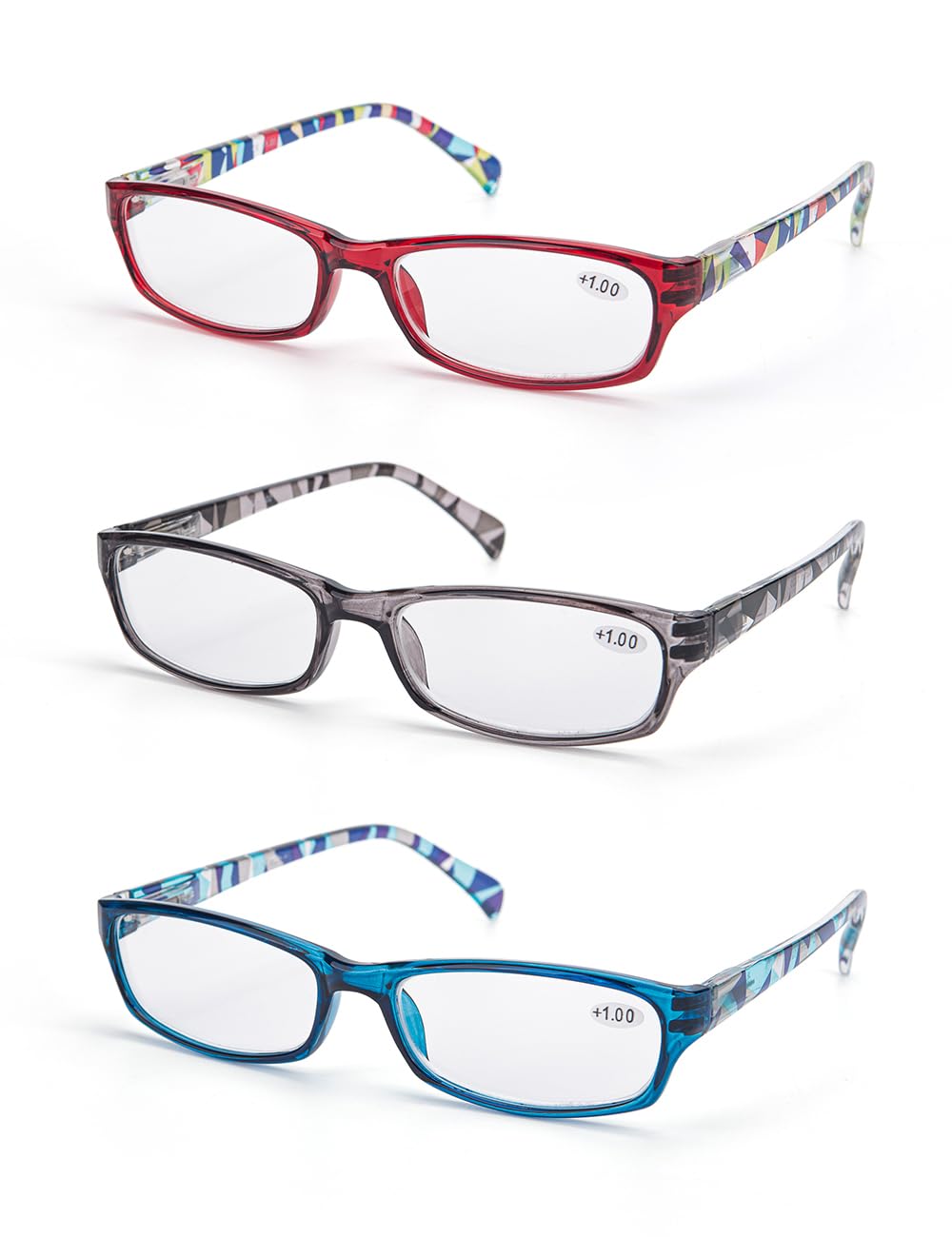 3-Pack Blue Light Blocking Reading Glasses for Women with 3 fashion colors, Spring Hinge,Anti Eyestrain, including 0-4.0 diopters L-L010