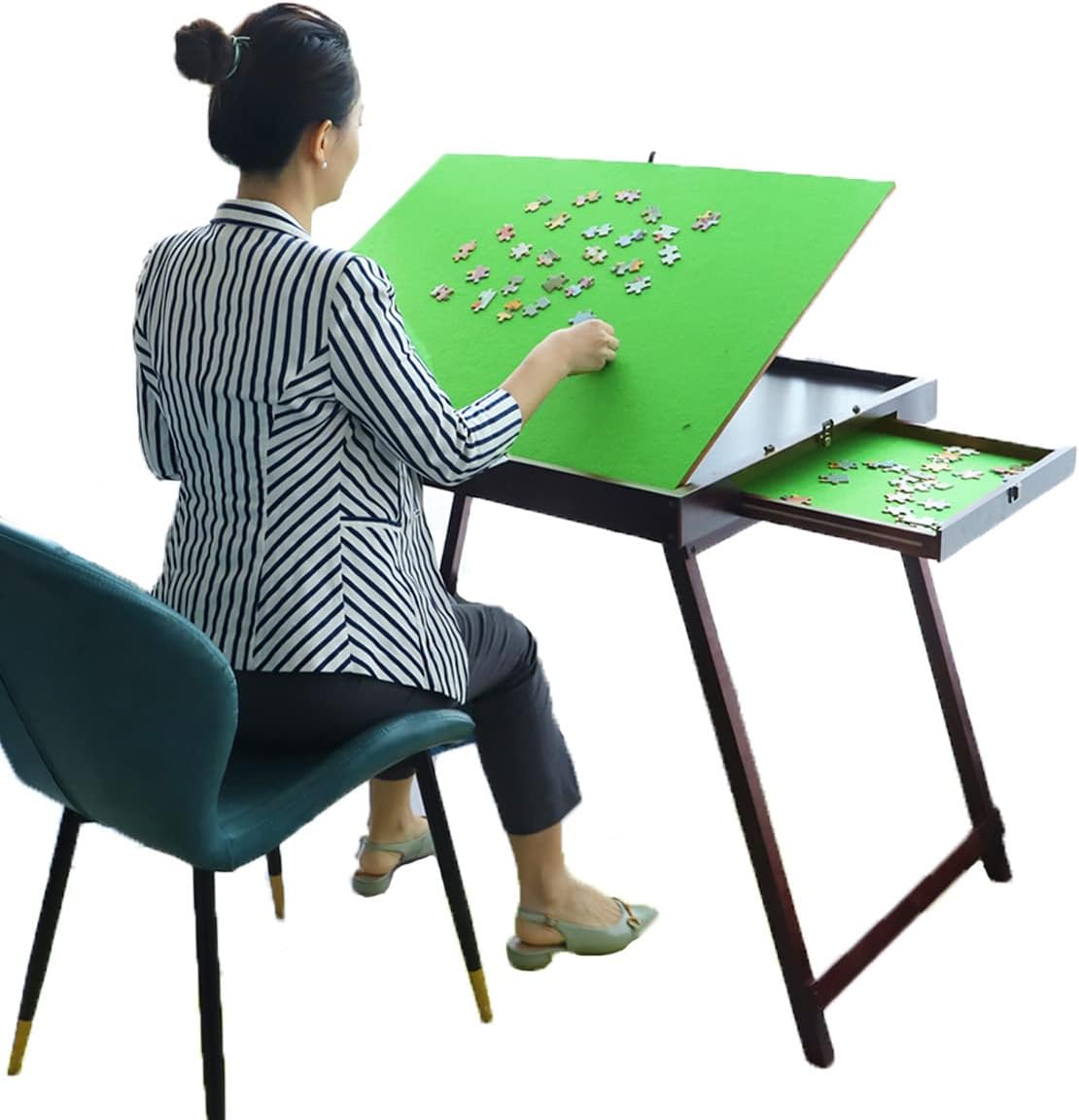Kcelarec 1500 Piece Tilting Wooden Puzzle Jigsaw Table with 2 Large Drawers,Portable Folding Puzzle Table,Gift for Puzzle Amateur