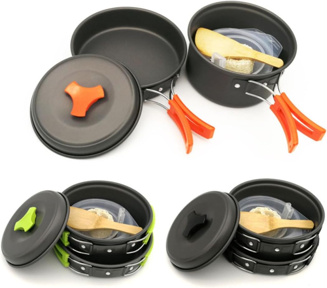 Camping Cookware Set with Aluminum Alloy for 1-2 People 8 Pcs
