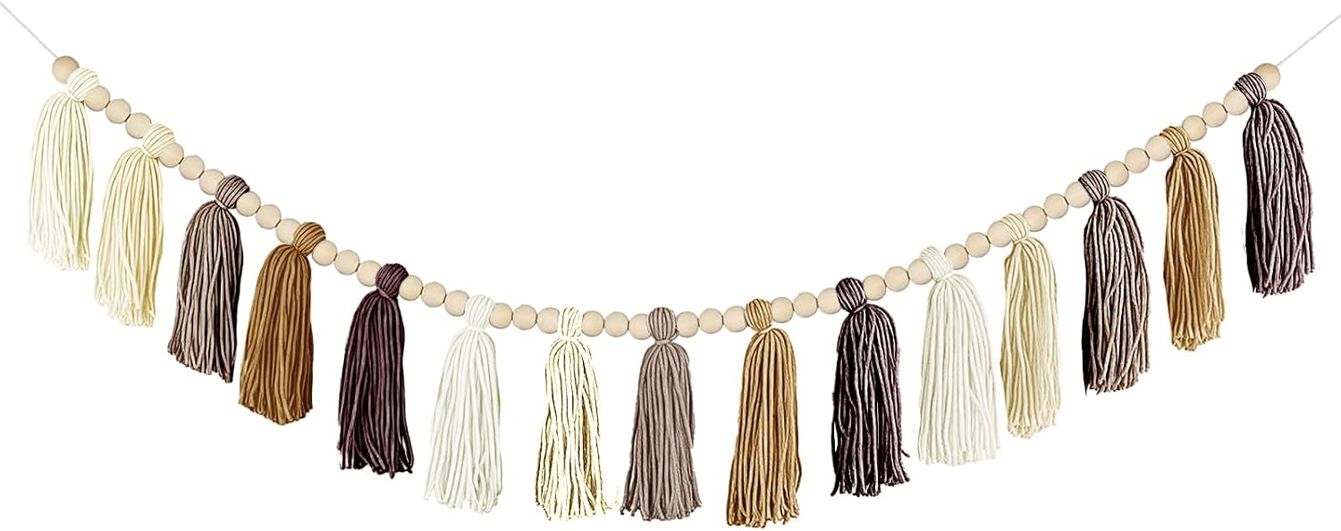 Boho Yarn Tassel Garland - Handmade Wall Hanging Decor for Nursery, Baby Shower, Kids Room, Classroom, Birthday Party | Macrame Tassels Bunting Banner for Bedroom, Office, Home Decoration (Sky Blue)