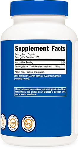 Miniatura 4 de Nutricost TMG 750mg, 120 Cápsulas (3 Botellas)