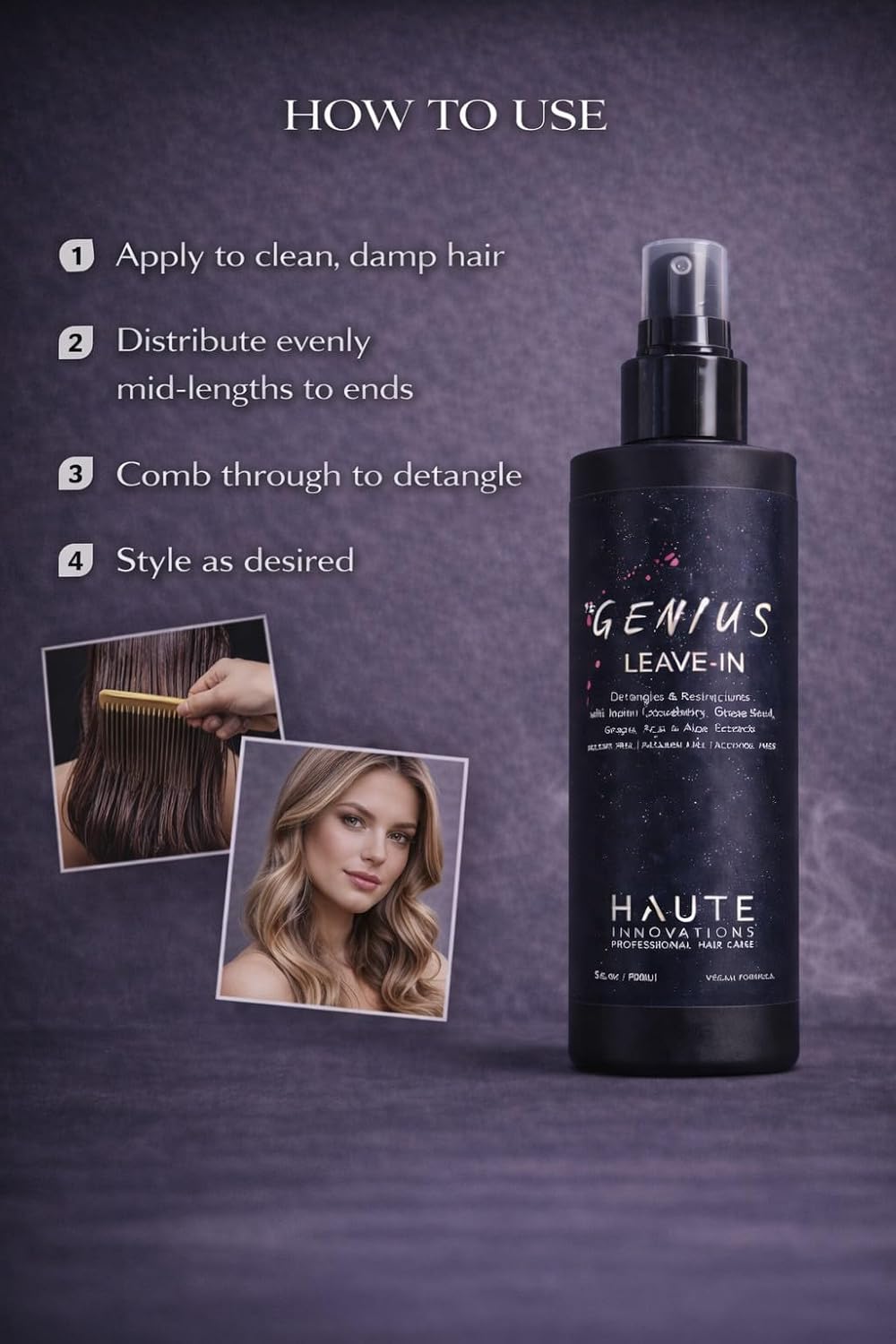 Leave-In Conditioner Spray – Detangling & Hydrating Hair Prep – Lightweight Thermal Protection