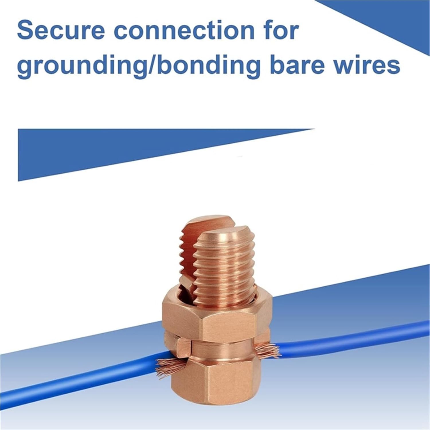Split Bolt Wire Connector 20pcs Ground Bonding Copper Split Bolt Connectors Wire Lugs Clamp Suitable for Bare Wires for Electric Fence