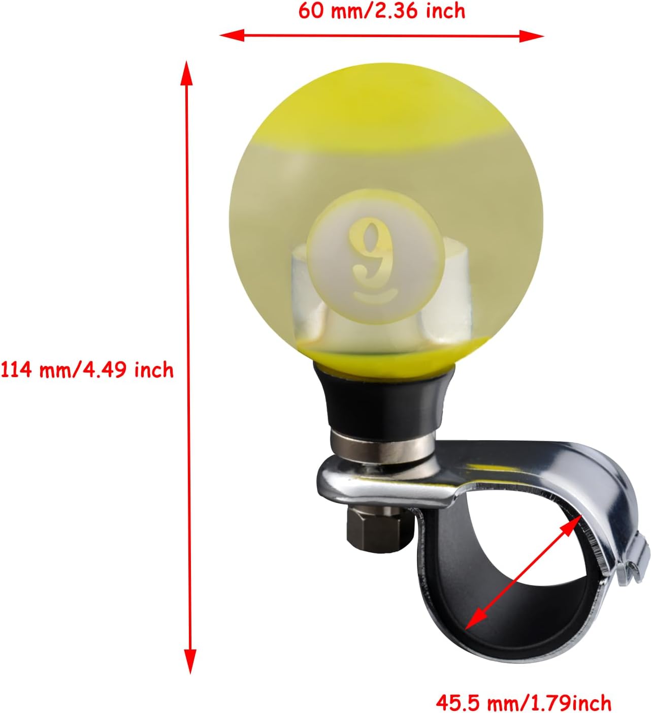 Lunsom Steering Wheel Spinner, Ball Shape Driving Booster Suicide Knob Resin Turning Assist Helper Spinner Knobs Fit for Lawn Mowers,Forklifts, Tractors,Amber Yellow