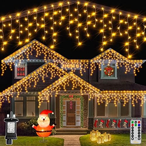 Ollny Icicle Outdoor Christmas Lights - 396 LED 10M Christmas Fairy Lights Plug in Connectable String Lights Waterproof with 8 Modes for Xmas Eaves Window Party Garden Yard Bedroom Decorations