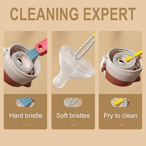 Miniatura 6 de Cepillo de limpieza de tapa de taza 3 en 1, juego de cepillos de limpieza de hendiduras 2024 para biberones con espacios reducidos, cepillo de