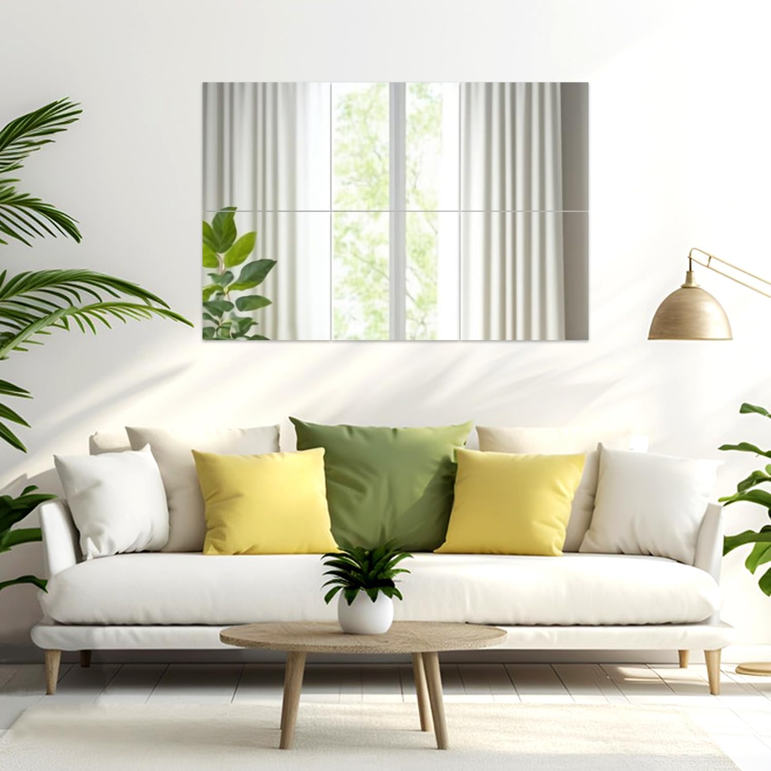 Fangoo 8 Pack Mirror Tiles HD Stick on Mirror for walls, Flexible