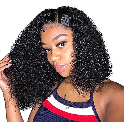 Lace Front Wig Straight Honey Blonde Brazilian Remy Highlight Ombre Lace Front Human Hair Wigs For black Women Bleach Knots 150 density 12-26Inches … (14in, deep curly)