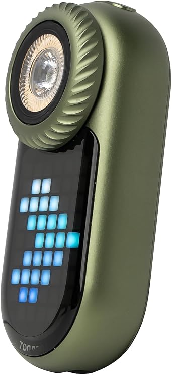 LOOPDOT EDC Flashlight Rechargeable Small and Powerful LED Flashlight with RGB Pixel Display, Interactive Games, Adjustable Brightness Cool Gadget Gift for Kids & Adults (Green)