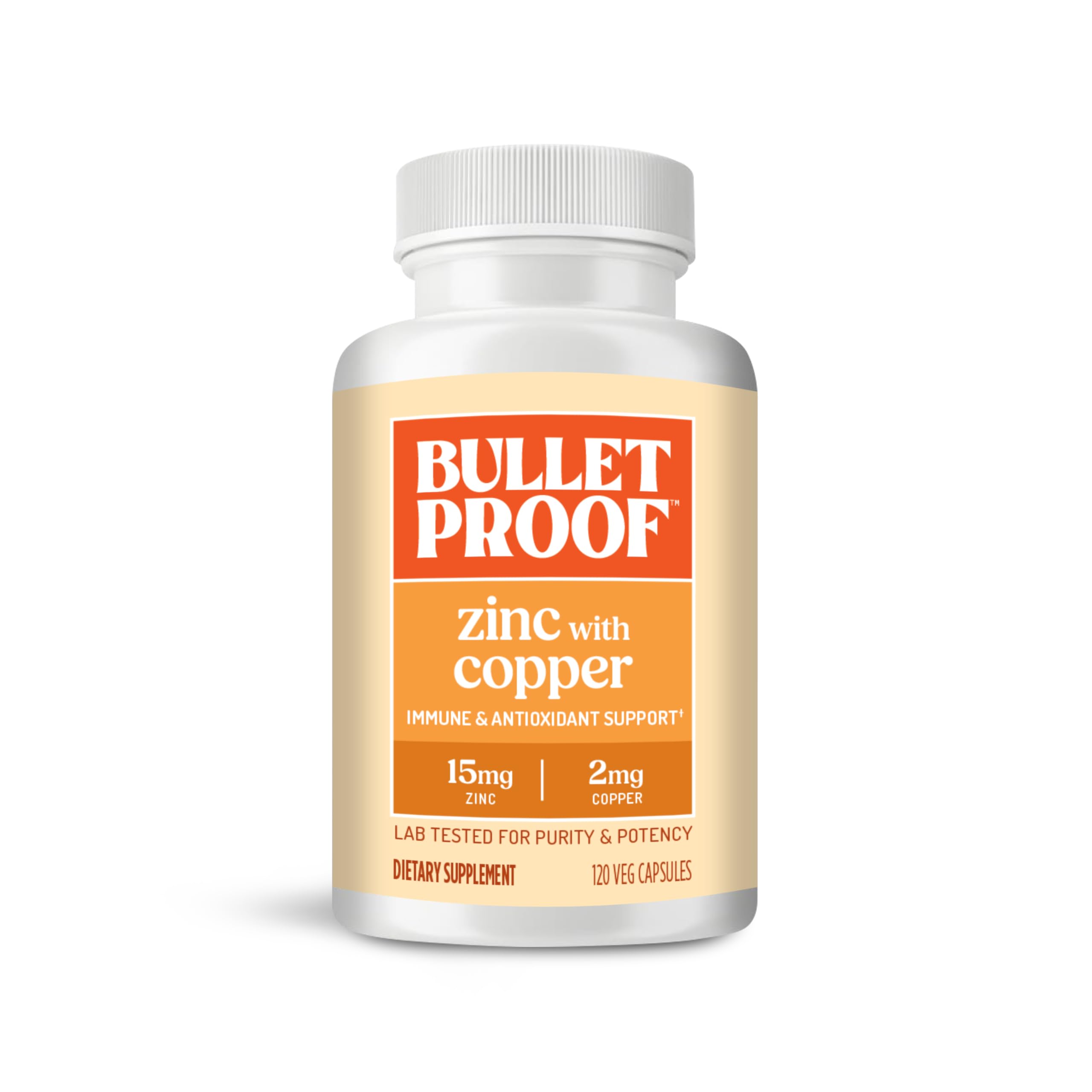 Bulletproof Zinc with Copper Capsules, 120 Count, Minerals and Antioxidant Supplement for Immunity and Mood