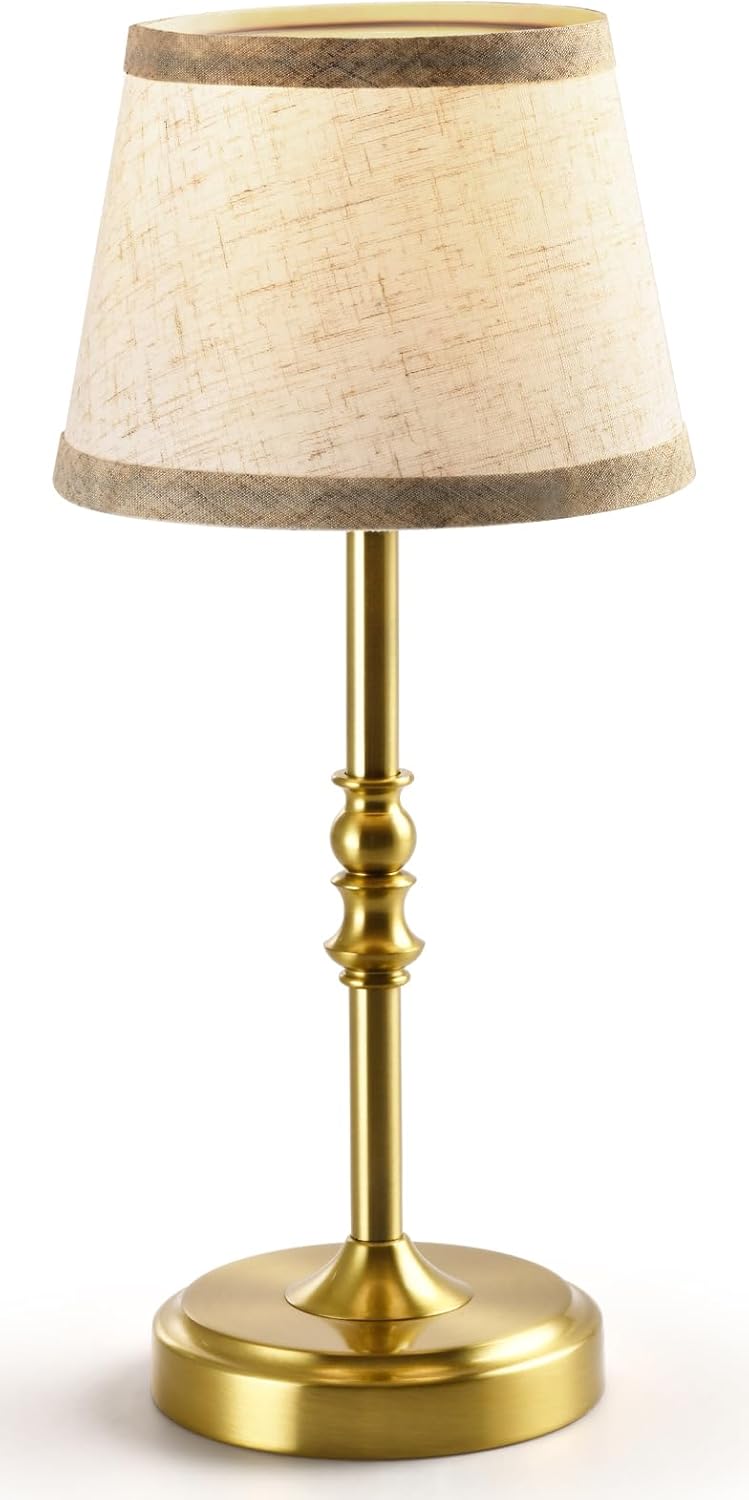 Cordless Table Lamp with Dimmer, Built-in Rechargeable Battery Powered Wireless Table Lamp Gold, 3-Level Brightness, 3000K Bedside Night Lamp for Bedroom, Dining Table, Counter, Living Room Gold -1pcs