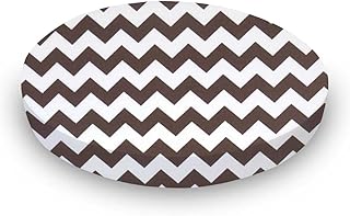 SheetWorld Fitted 100% Cotton Percale Oval Sheet, Fits Stokke Mini 23 x 29, Brown Chevron Zigzag, Made in USA