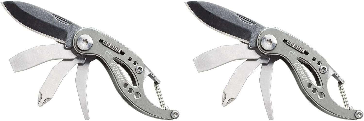 Gerber Gear Curve EDC Multitool 6-in-1 Pocket Knife Keychain with Pocket Screwdriver, Gifts for Men, Gray