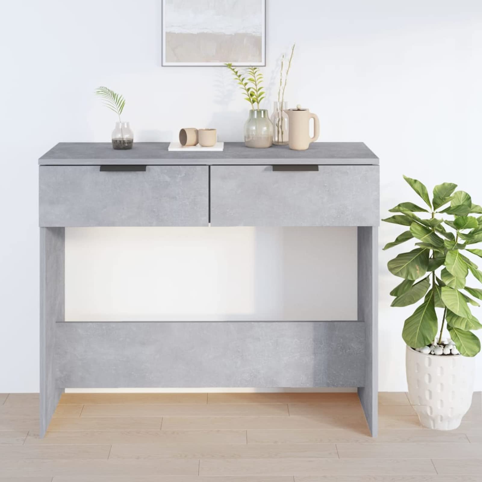 Homgoday Mesa Consola de Madera contrachapada Gris hormigón 90x36x75 cm Mesas auxiliares de salón,Mesa Consola Recibidor Mueble de Entrada Estrecha Clásica