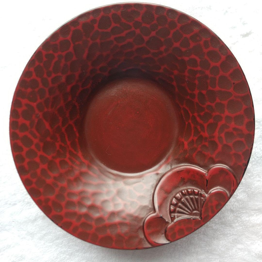 鎌倉彫 本漆塗茶托 5枚セット 4寸裏印 共箱あり 伝統工芸品 鎌倉彫 本