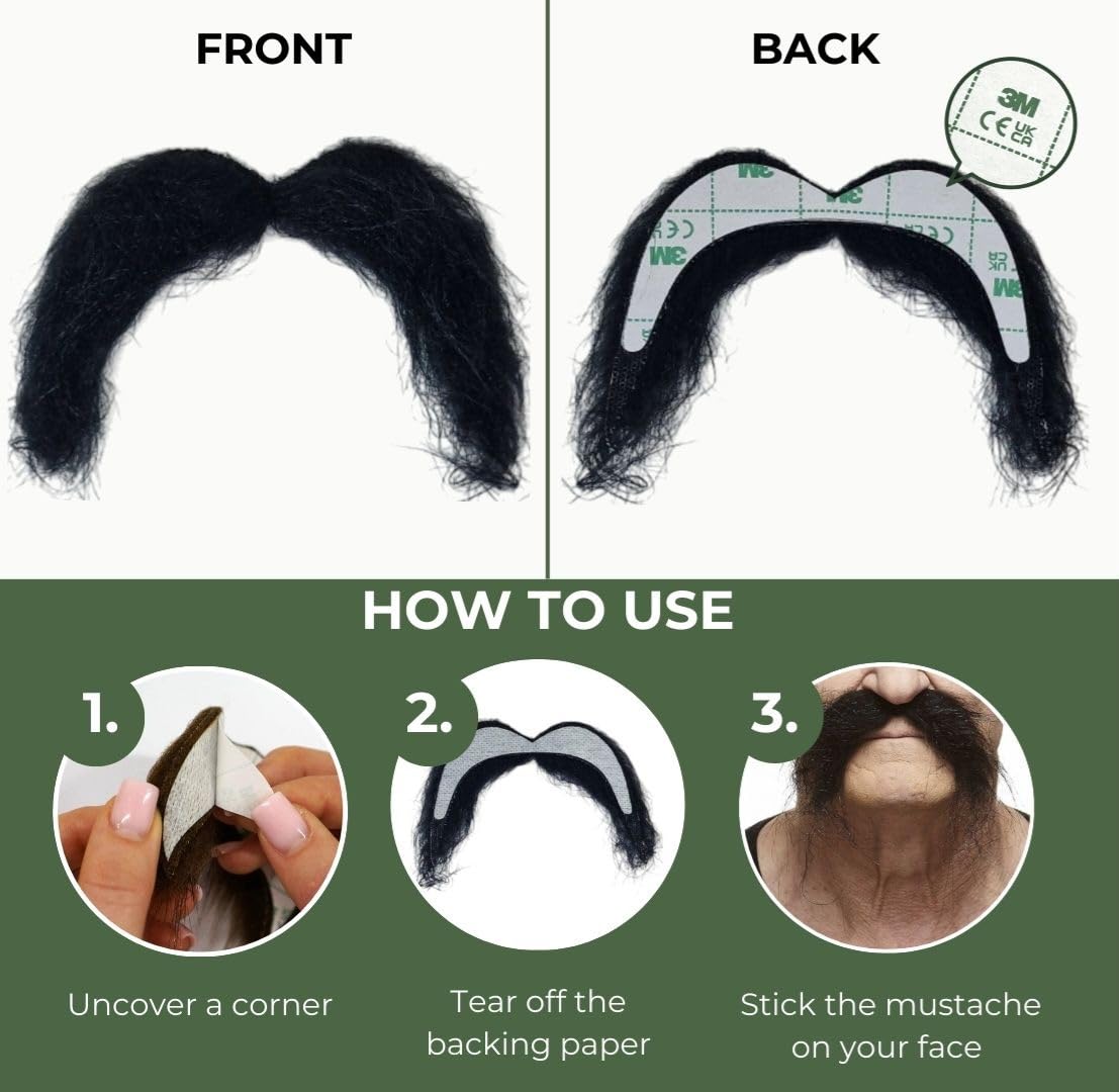 Selbstklebender Fu Manchu Schnurrbart Kostümzubehör Mustaches Fu Manchu  Schnurrbart - Selbstklebende Fake-Barthaare Für Kostüm Und Party Fake  Schnurrbart Selbstklebend, image size:1107x1080