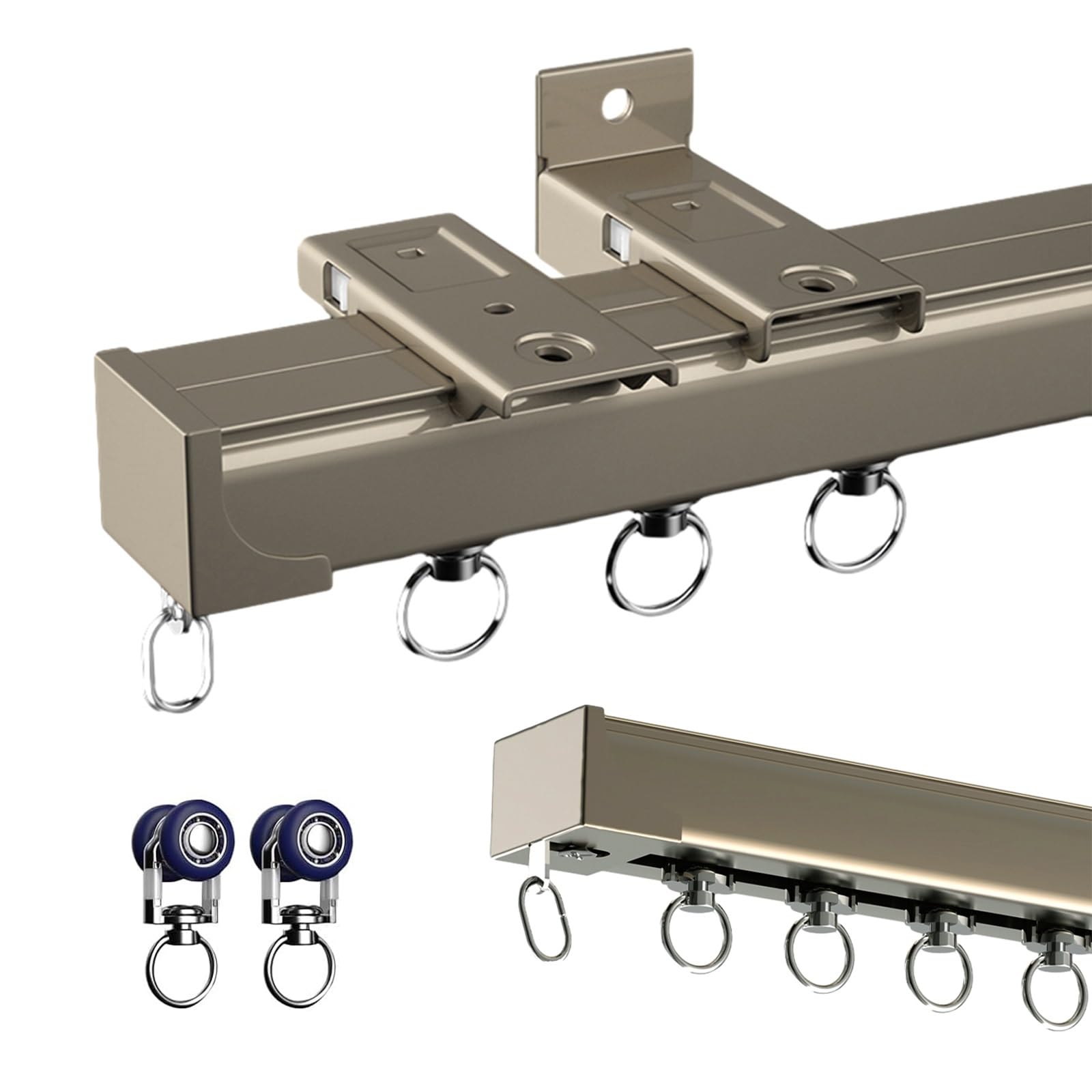 Rail Rideau Plafond Aluminium - Longueur Réglable 70 à 600 Cm - Coulissement Silencieux - Noir, 260 Cm
