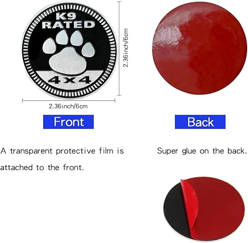 Miniatura 2 de 2 insignias de perro clasificadas para automóvil, 4 x 4 de metal para automóvil, insignias de metal 3D, emblemas redondos, calcomanías compatibles