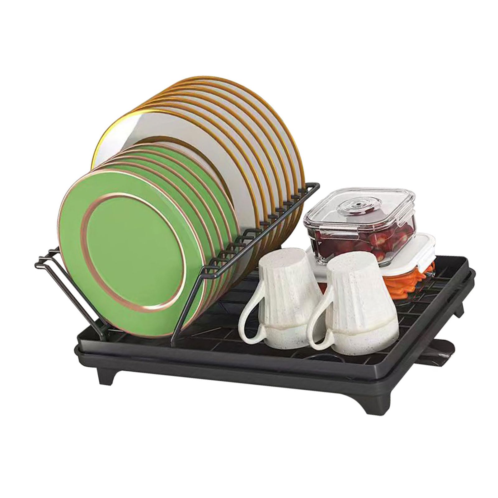 Mllepjdh Multifunctional Organiser Stand with Cutlery Section Tableware Drying Rack Dishes Plates Drainer Kitchen Accessory Tableware Storage
