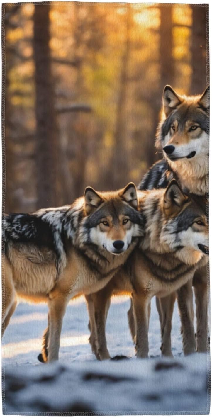 Wolfs Print Hand Towels for Kitchen, Decorative Bathroom Towels Decor Farmhouse Cute for Men Women Gifts