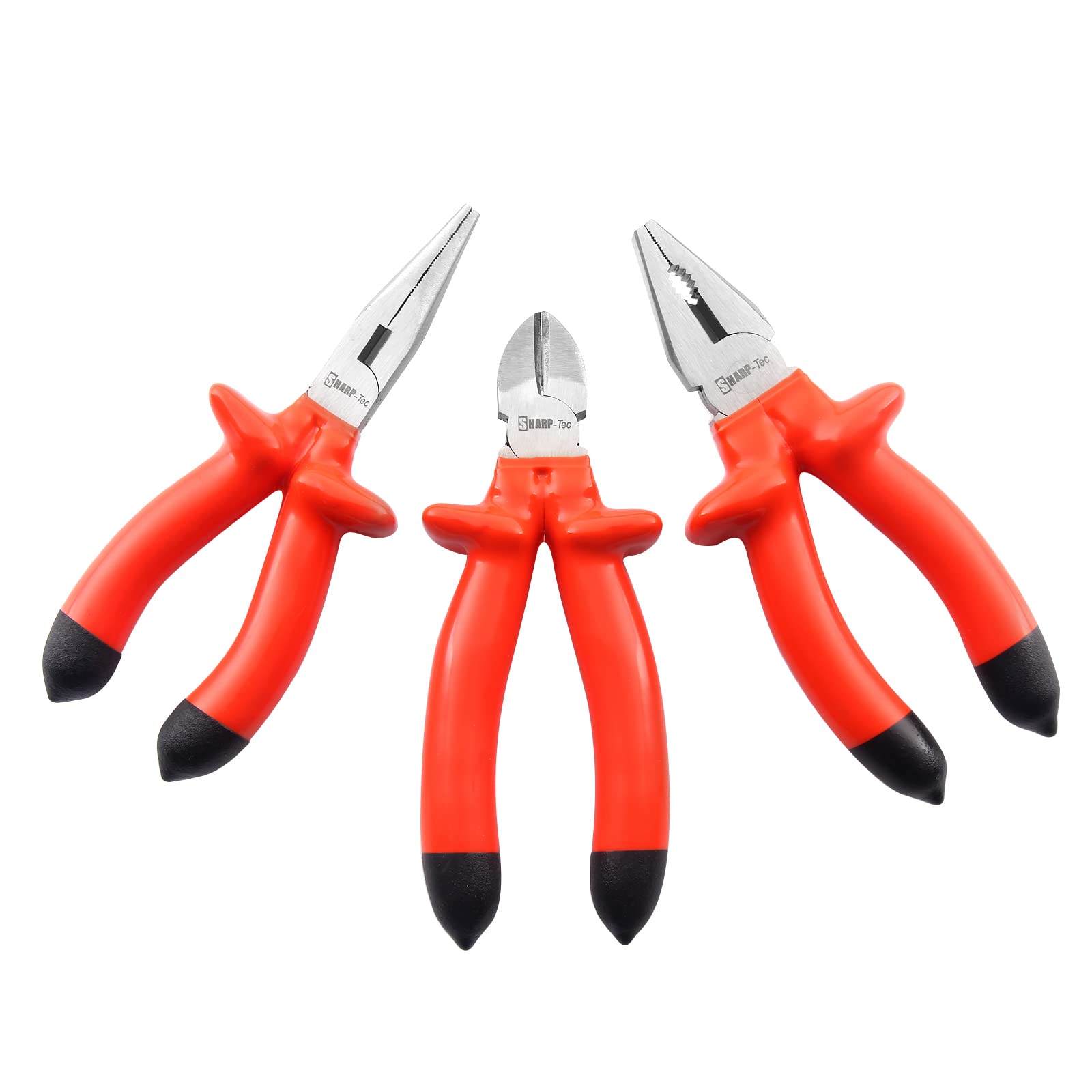 Sharp-tec Insulated Cutting Pliers Set Diagonal/Long Nose/Combinating Pliers Electrical Wire Cutters 1000V Wire Cutting Pliers, 6 inch