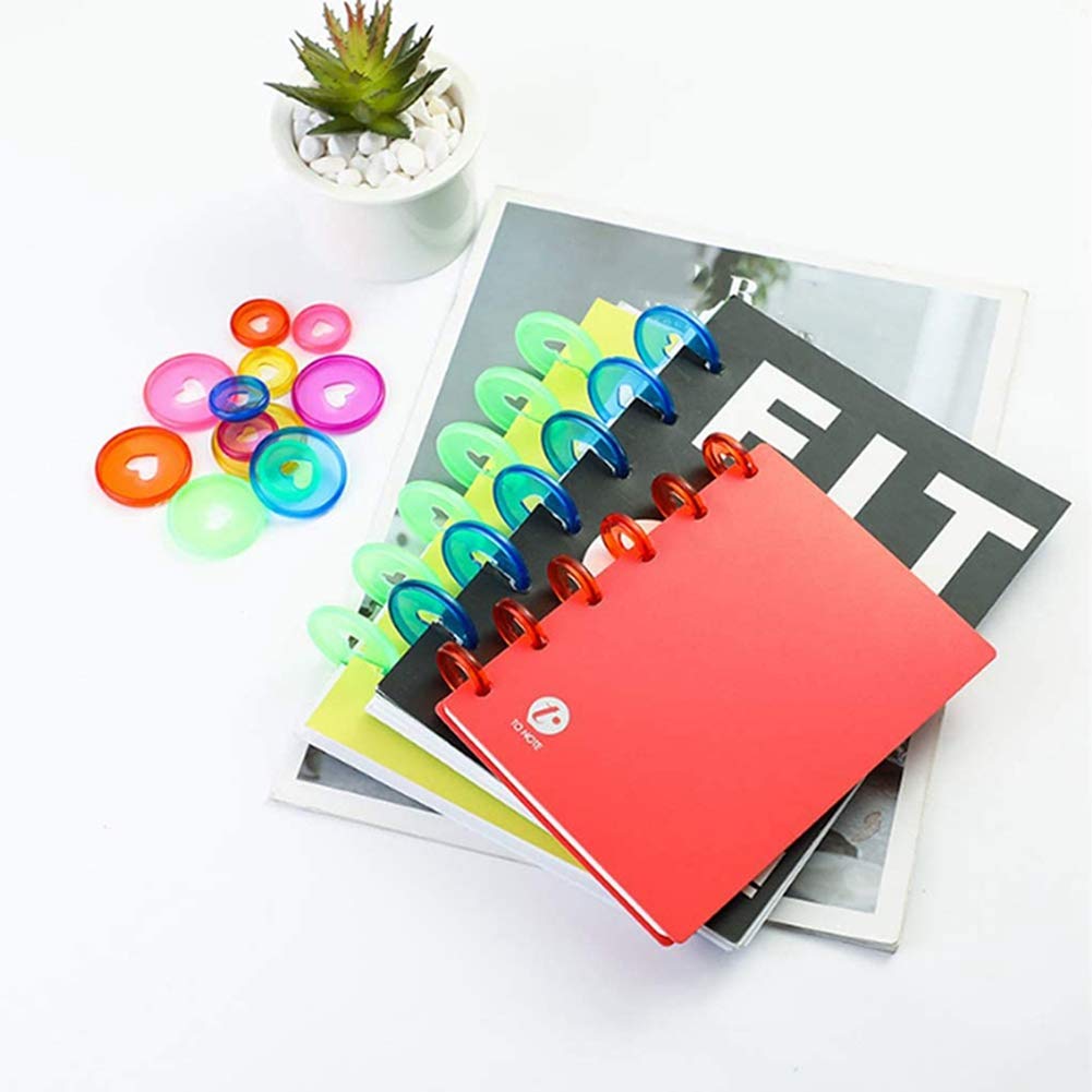 60 Disques De Reliure En Plastique 24 Mm – Multicolores, Forme Cœur, Pour Carnets, Planners, Organisateurs Papier