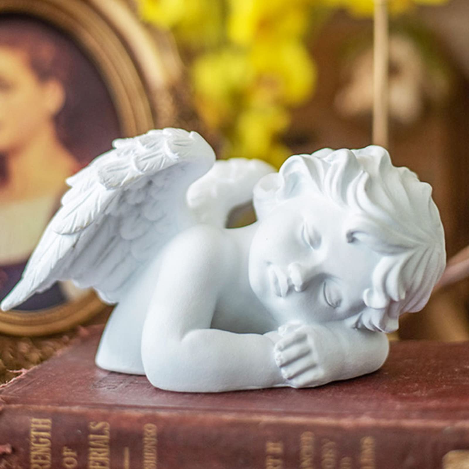 Amazon.co.jp: 眠っている赤ちゃんの天使の像 天使の羽の天使の置物