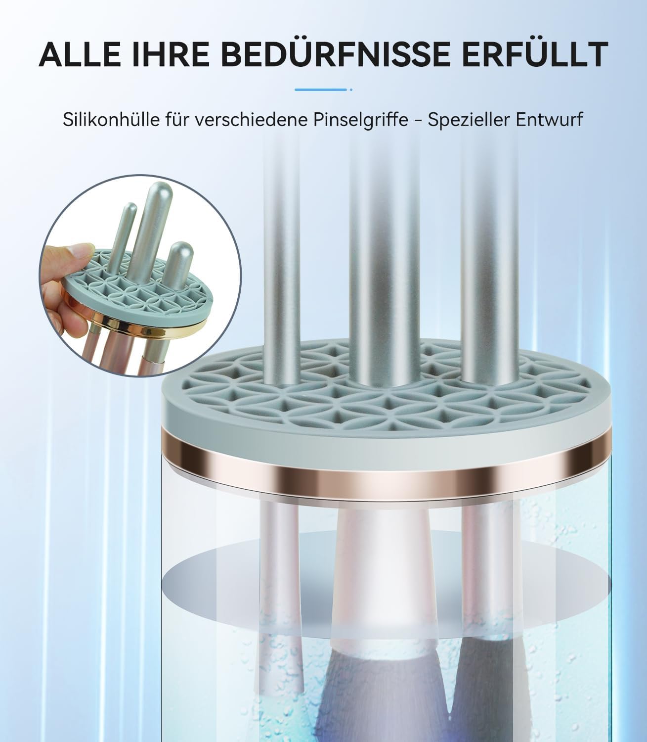 Pinselreiniger Make Up White【7000 U/min Motor – Leistungsstarke Tiefenreinigung】【Geeignet für alle Pinselarten】Leicht Zu Edienen Make Up Brush Cleaner Transparente Farbe, USB Betriebenea