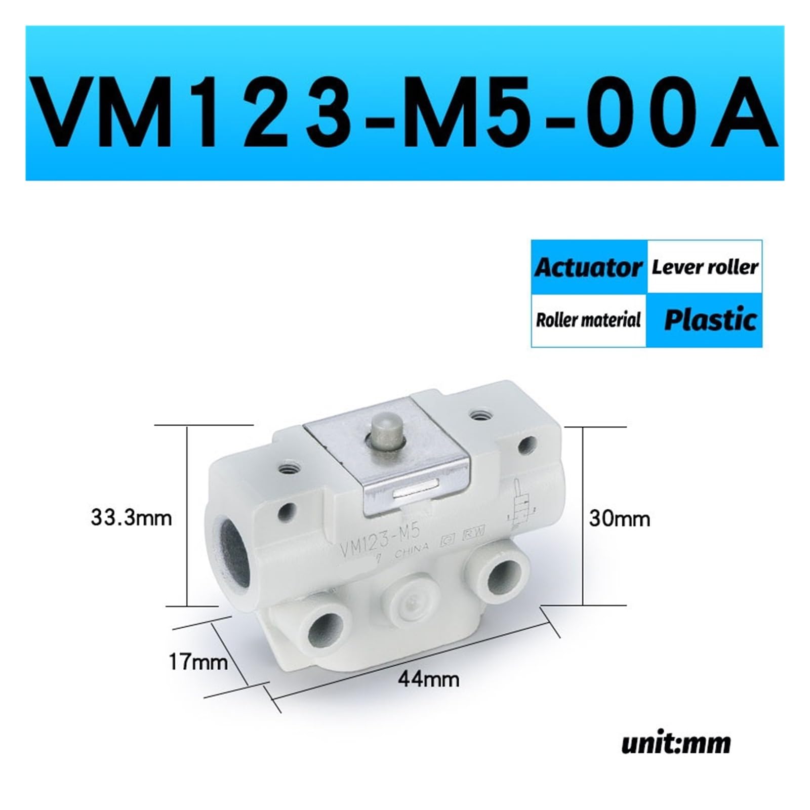 Pneumatischer Rollenschalter mit Zwei Positionen, Zwei oder DREI Wege, mechanisches Ventil, manuelles Ventil VM131-01-00A VM120-01-00A VM133-M5-01SA(VM123-M5-00A)