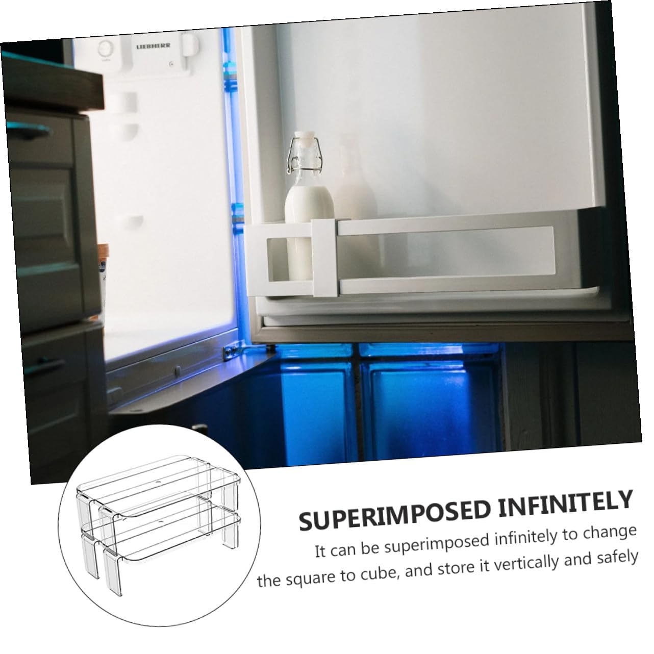 Homoyoyo Estantes de Almacenamiento Transparentes 2piezas para Refrigerador Soporte de Plástico Pulido para Organizar Bandejas y Suministros Cocina